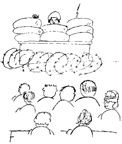 la professoressa Squadroni in classe - vignetta di A. Paganini