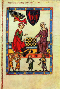 Re Otto di Brandeburgo gioca a scacchi (Heidelberg, Universitätbibliothek, 1320 ca)