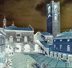 Piazza Vecchia a Bergamo - negativo