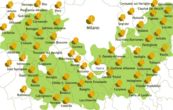 mappa dei comuni del Parco Sud