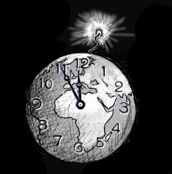 l'orologio dell'apocalisse - disegno di Nello Colavolpe