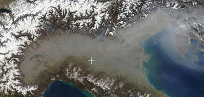 L'inquinamento sulla Pianura Padana - fotografia dal satellite